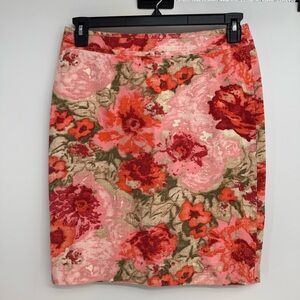 NWT Talbots Floral Straight Pencil Skirt Size 6 Multicolor Petite Career Casual
